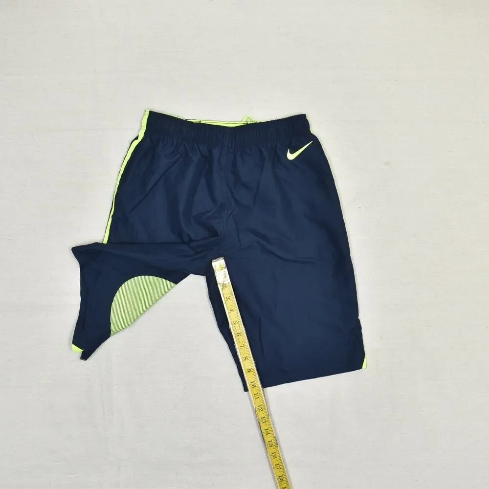 Nike Men's Swim Trunk Sweat Shorts Nylon Blue Size S Swoosh Lined Pockets